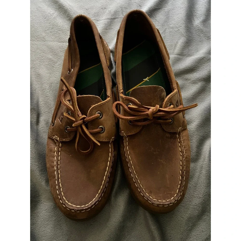 Sperry Top-Sider 2-Eye Tan Leather Boat Shoes Mens 10M Non Marking